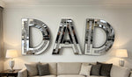 STUNNING MIRRORED CRUSHED DAD LETTERS
