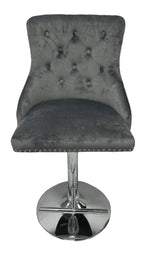 Mayfair Dark Grey Velvet Bar Stool with lion knocker
