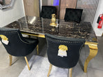Dinning Set With 4 Black and Gold Chairs