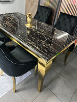 Dinning Set With 4 Black and Gold Chairs