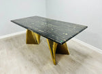 Ravello 180cm Black & Gold Marble Dining Table Only