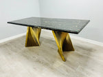 Ravello 180cm Black & Gold Marble Dining Table Only
