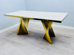Ravello 180cm Cream & Gold Marble Dining Table Only