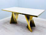 Ravello 180cm Cream & Gold Marble Dining Table Only