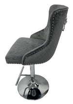 Mayfair Dark Grey Velvet Bar Stool with lion knocker