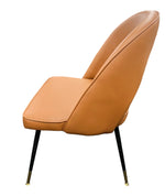 Brown leather chair with black legs