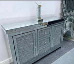 Crushed Diamond Sideboard With Mirrored Top