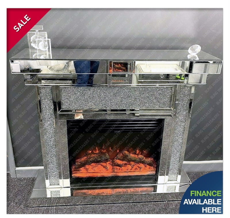 Stunning New Crushed Diamond Electric Fire Place.