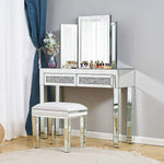Mirrored Crushed Diamond Dresser Set