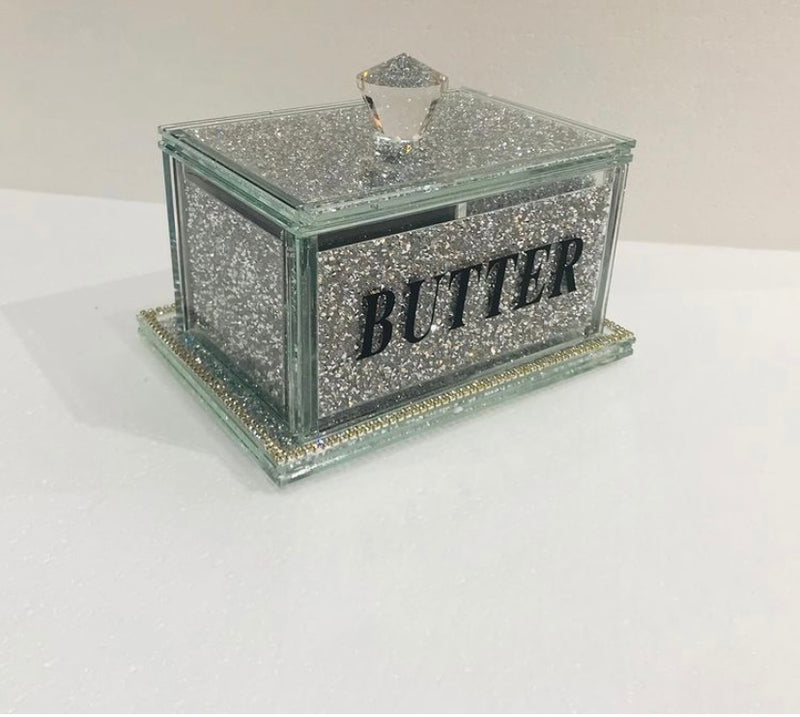 Crushed Diamond Butter Dish & Tray.