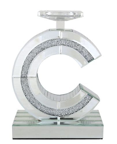 Crushed Diamond C Candle Holder.