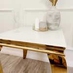 Louis Gold White Glass Side Table