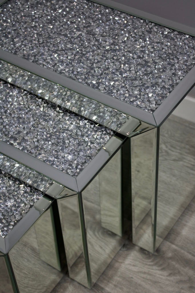 Crushed Diamond Crush Nest Of Tables Elegance Furniture