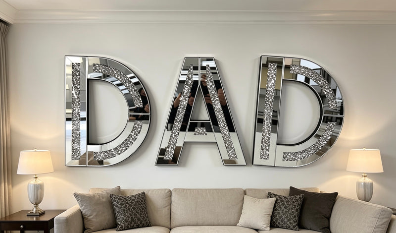 STUNNING MIRRORED CRUSHED DAD LETTERS