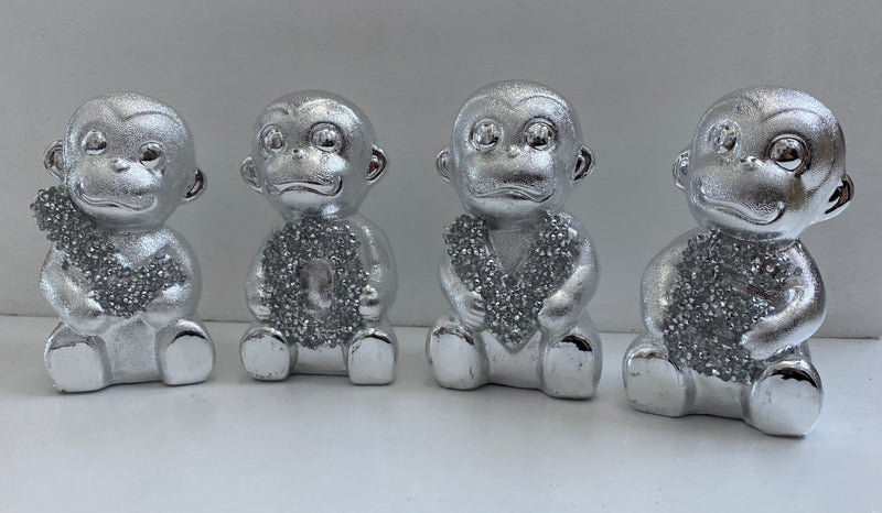 NEW SILVER SPARKLING MONKEYS