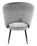 Gray velvet chair with black legs o