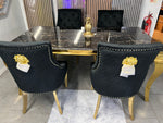 Dinning Set With 4 Black and Gold Chairs