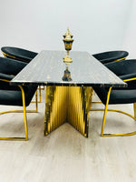 Ravello 180cm Black & Gold Marble Dining Table Only