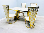 Ravello 180cm Cream & Gold Marble Dining Table Only