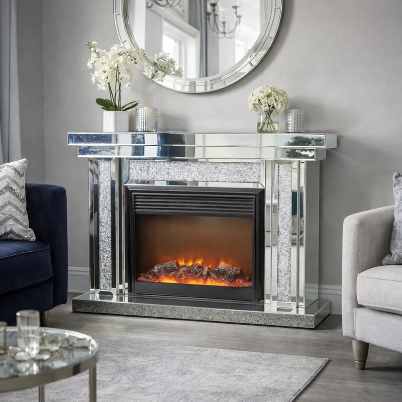 Stunning New Crushed Diamond Electric Fire Place.