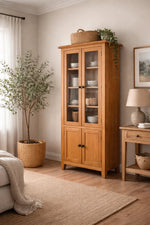 Solid oak display cabinet