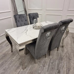 Grey High-back Chair With Lion Knocker Back