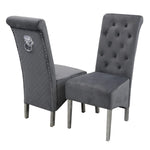 Grey High-back Chair With Lion Knocker Back