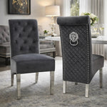 Grey High-back Chair With Lion Knocker Back