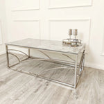 Stella Chrome Coffee Table with Stomach Ash Grey Sintered Top