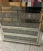 Mirrored Crushed Diamond 5 Draw Chest