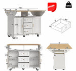 White and wood workbench with storage cabinets and drawers, shown with multiple angles, dimensions, an order badge, and a weight icon on a white background.