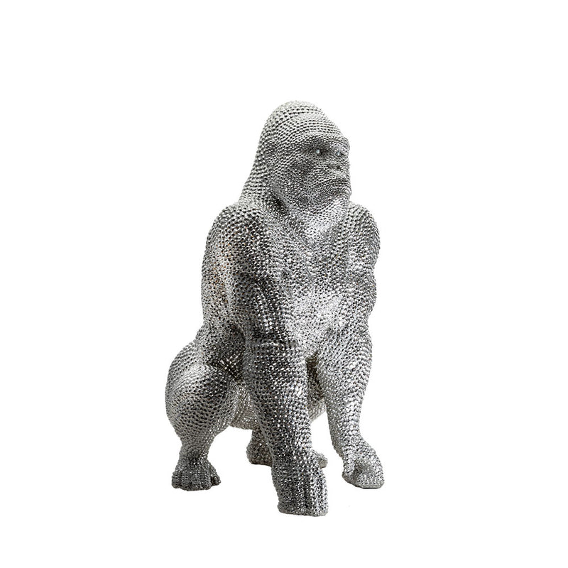 Bejewlled Large Silver Gorilla Ornament