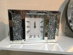 MIRRORED CRUSHED CRYSTAL MANTEL CLOCK, ONLY £22.00