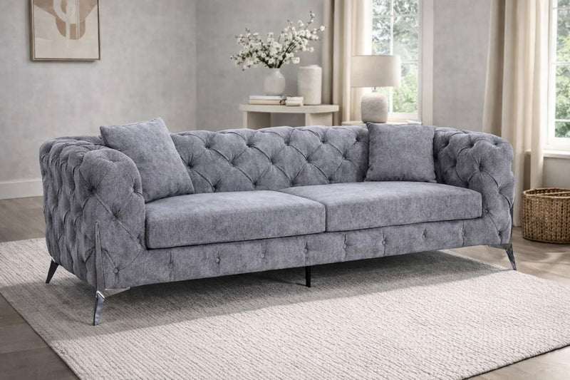 If you’re looking for a statement piece that also delivers on practicality, the Paris Grey Sofa 3 Seater  is the ideal addition to your home. It brings together the best of modern design and everyday functionality perfect for turning your living room into a space you’ll love spending time in with comfort and elagance. 

216x82x72.5cm