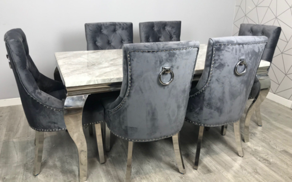 Louis Marble 1.8 Dining Set With 6 Cheshire Chairs