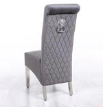 Grey High-back Chair With Lion Knocker Back