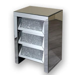 3 Drawer Mirrored Crushed Cabinet