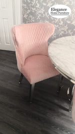 Louis Grey Marble Dining Set With Pink Bentley Chairs