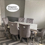 Louis Grey Dining Set With 6 Grey Majestic Chairs