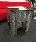 Crushed Diamond Mirrored Side Table