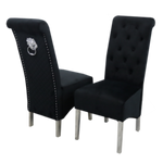 Black HighBack Dining Chairs With Lion Knocker Back