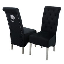 Black HighBack Dining Chairs With Lion Knocker Back