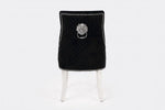 Luxury Black Chair, Chrome Legs With Lion Knocker Back