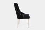 Luxury Black Chair, Chrome Legs With Lion Knocker Back