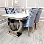 Chelsea 1.8 Glass Dining Set With 4 Grey Majestic Lion Knockerback Chairs