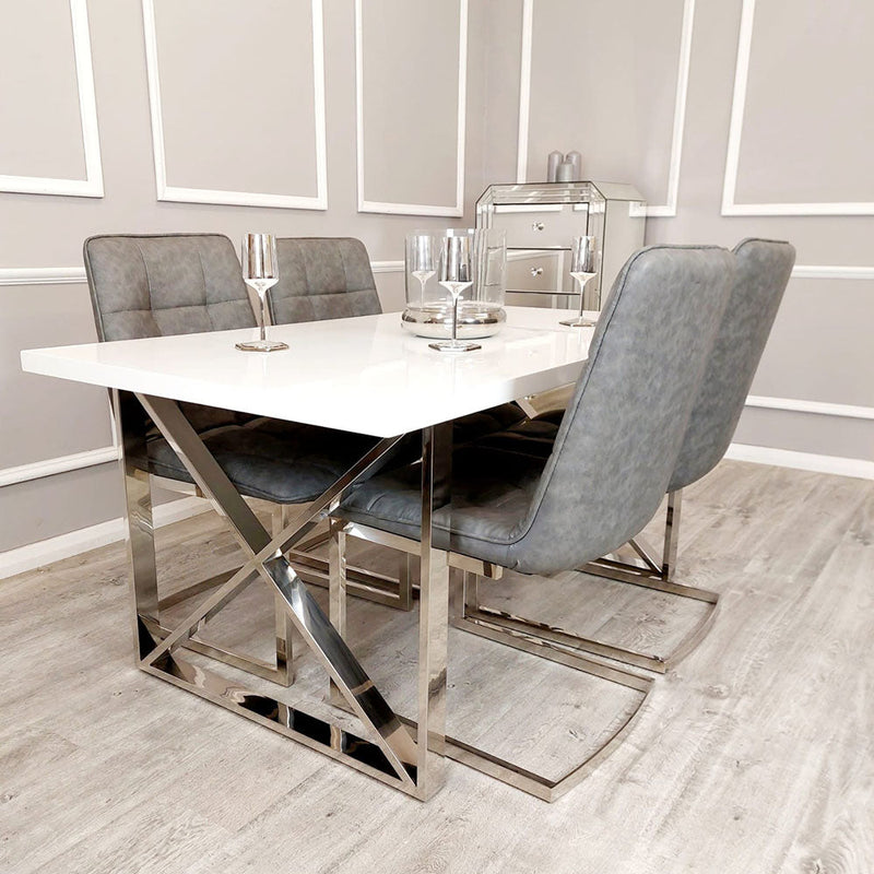 Clarion Dining Table With 4 Grey Chairs