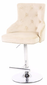 Majestic Mink Fabric Bar Stool With Lion Knocker Back