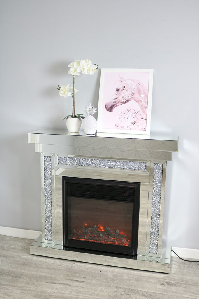 Stunning New Crushed Diamond Electric Fire Place. – Elegance Furniture ...