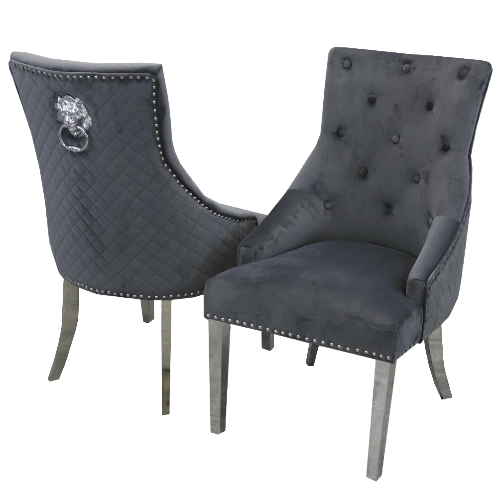 Grey dining discount chairs with knocker