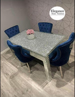 Crushed Diamond Mirrored Dining Table